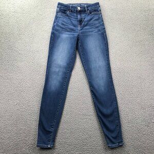 AMERICAN EAGLE Womens Size 2 LONG Curvy High Rise Stretch Denim Jegging Jeans‎